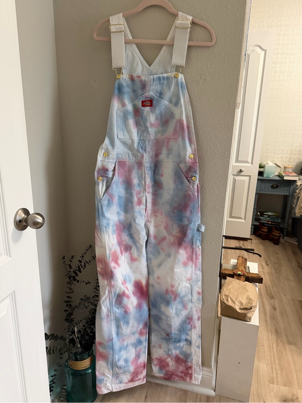Dickies Tie-Dye Utility Overalls - Pink & Blue
